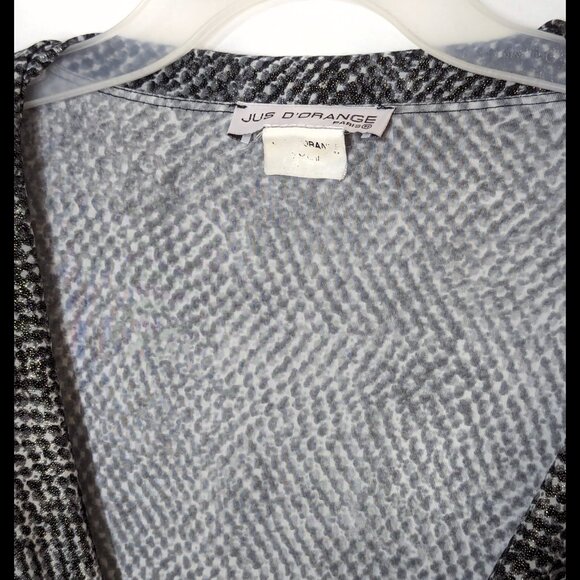 Shimmery JUS D'ORANGE Paris Sz S Gray Mottled Crosscut Deep Cowl Stretch Blouse - Picture 5 of 6